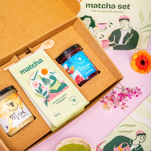 Zestaw z 1 miodem, matchą i Żelowockami z miodem 