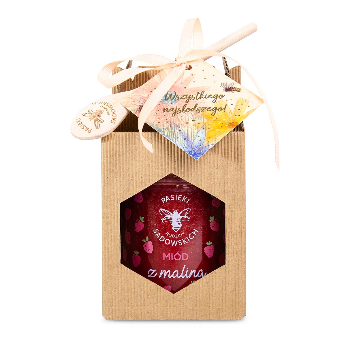 1 miód w kartoniku z łyżeczką